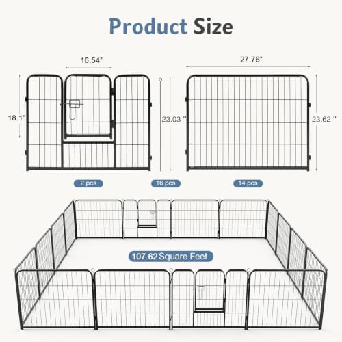 DUMOS Dog Playpen 24 Inch 16 Panels Indoor Outdoor Metal Pet Fence - Image 5