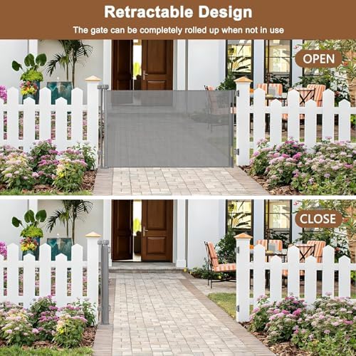 100" Wide Weatherproof Outdoor Retractable Dog Gate, Baby Gates Extra Wide - Image 4