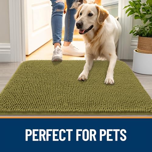 OLANLY Dog Door Mat for Muddy Paws 54x24, Super Absorbent Chenille Mud Mat - Image 6