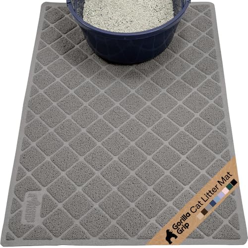 GORILLA GRIP Cat Litter Box Mat, Coiled Mesh Trapping Mats, 30x20 Gray by GorillaGrip