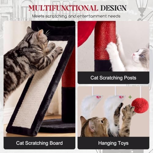 Globlazer 83inch Sturdy Gothic Multi-Level Tall Cat Tower, Blood-Goth - Image 6