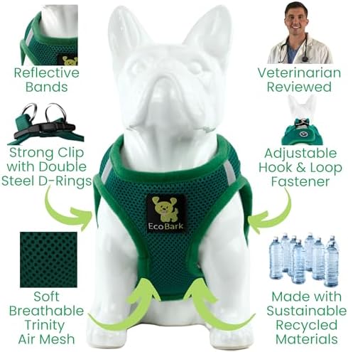 EcoBark Extra Small Dog Harness, Step in Vest, Forest Green, XS Dogs - Image 4