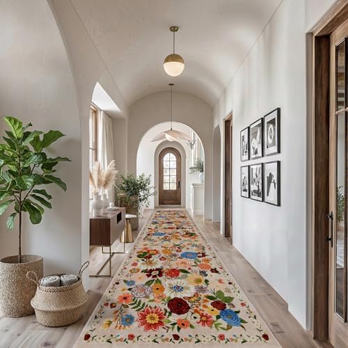 Blush Floral Hallway Runner Rug by WelcometoBabovid