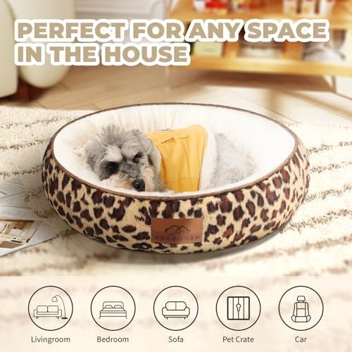 Zerbuger 23in Leopard Round Dog Bed Sofa - Image 5