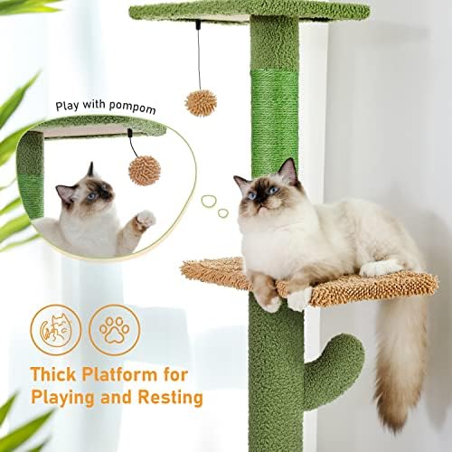 PAWZ Road Cactus Floor-to-Ceiling Cat Tree 5-Tier Cat Tower - Image 6