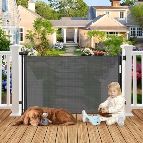Weatherproof 72" Wide Outdoor Retractable Baby Gates, 6 Ft Outdoor Dog Gate by SpecializinginBabySafetyProducts