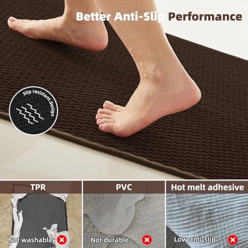 TYUU Bathroom Rugs Non Slip Washable, Super Absorbent Thin Bath Mat Small Quick - Image 4