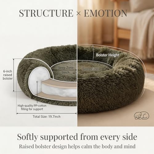 nononfish Donut Dog Bed for Small Dogs, Cozy Round Calming Pet Bed - Image 4