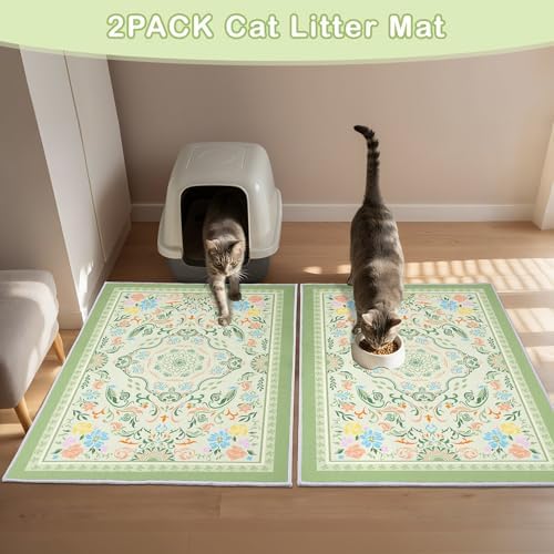2 Pack Washable Cat Litter Mat 33"x22" Waterproof Trapping Pad - Image 5