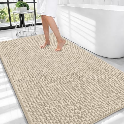 OLANLY Thick Chenille Large Bathroom Rugs 44x32, Absorbent Bath Mat by OLANLY