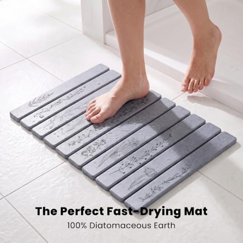 Extra Large Black Floral Super Absorbent Quick Dry Stone Bath Mat 32x20 - Image 4
