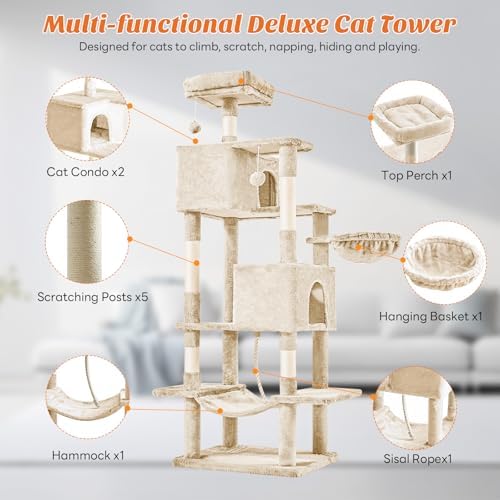 Large 66 Inch Cat Tree Tower - Image 4