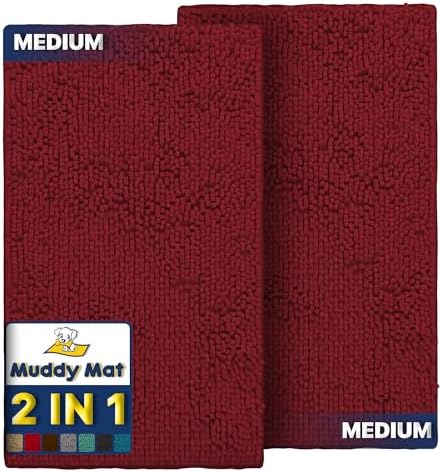 Muddy Mat® 2-Piece Red Medium 30"X19" AS-SEEN-ON-TV Highly Absorbent Microfiber by MuddyMat%C2%AE