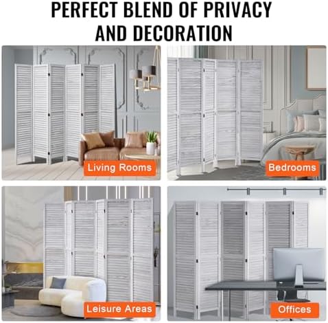 VEVOR Wood Room Divider, 6 Panel Wood Folding Privacy Screen, 66.9 Inches Tall - Image 7
