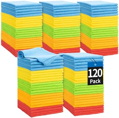 Bar Rags, 120 Pack Microfiber Cleaning Cloths, 11.5"*11.5" Cleaning Rags Towels by HOMERHYME