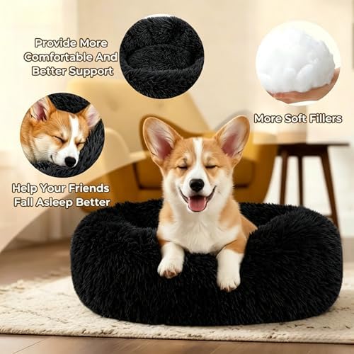 Calming Donut Dog and Cat Bed for Indoor Cats, Anti-Anxiety Round Fluffy Soft - Image 4