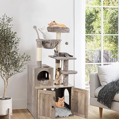 Timberer Cat Tree with Litter Box Enclosure, 2-in-1 Cat Tower - Image 5
