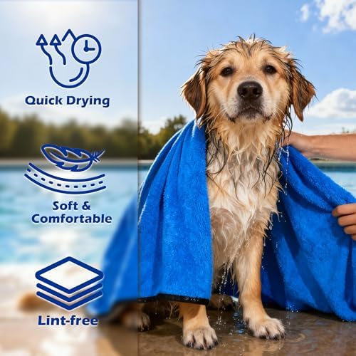 MICOOYO Dog Towels for Drying Dogs 3 Pack, Ultra Absorbent Microfiber Pet Bath - Image 2