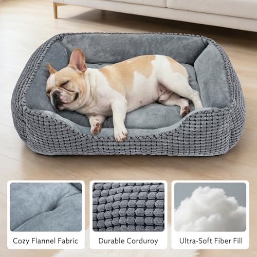 MIXJOY Dog Bed for Large Medium Small Dogs, Rectangle Washable Sleeping Puppy - Image 2