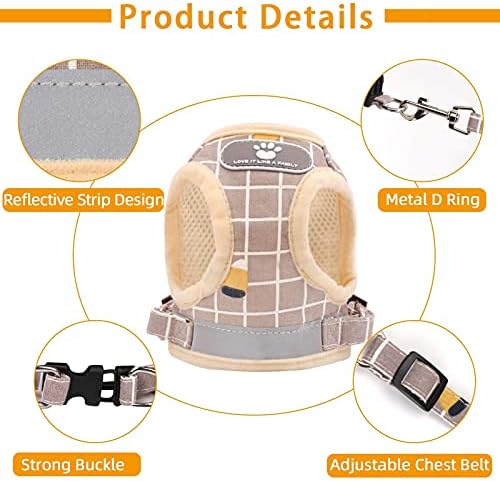 Cat Harness and Leash Set, Escape Proof Harness Khaki-Pattern XS - Image 4