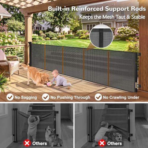 GRENFU 155" Extra Wide Baby Gate 37" Tall Retractable Gate, Indoor/Outdoor - Image 2