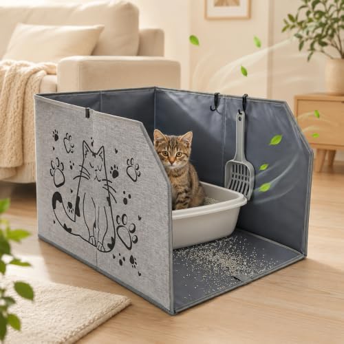Lawei Waterproof Cat Litter Box Enclosure Splash Guard - Image 6