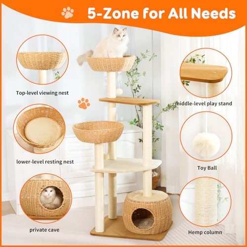 55.5-Inch Modern Cat Tree for Large Cats - Image 2