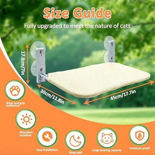 Cat Window Perch, Cordless Foldable Cat Window Hammock, Sturdy Metal Frame - Image 2