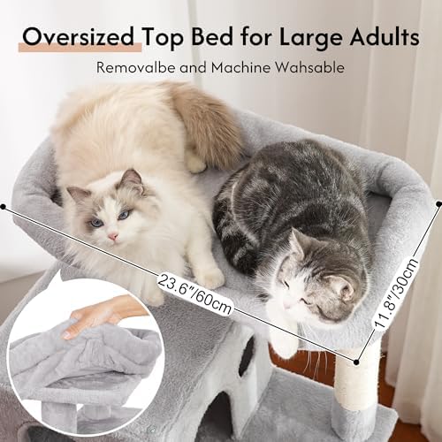 XXL Cat Tree Tower 70”with Oversized Bed, 2 Condos - Image 2