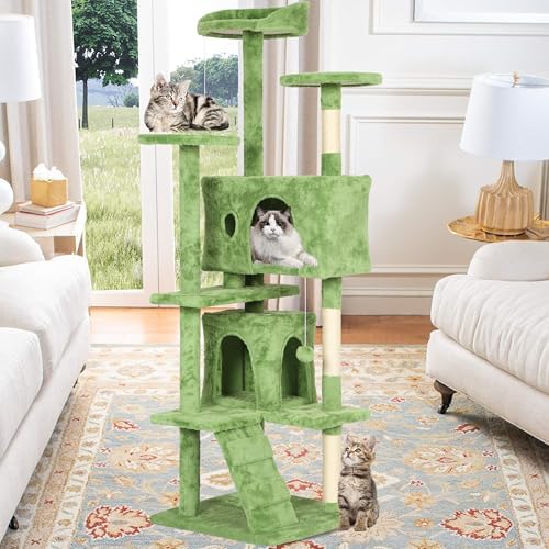 BestPet | 70" Cat Tree Tower | Green | Sturdy Multi-Level Cat Tree - Image 2