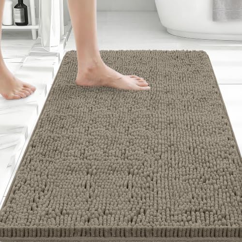 Bcoimo Bath Rug Mat, 30x20 Chenille High Absorbent Latte Bathrom Floor Mats by Bcoimo