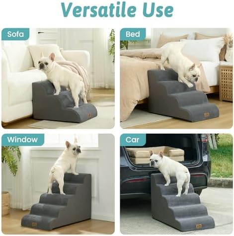 COZY KISS Wide Dog Stairs for Small Dog 19.7" H, 4 Step Pet Ramp for Bed - Image 6