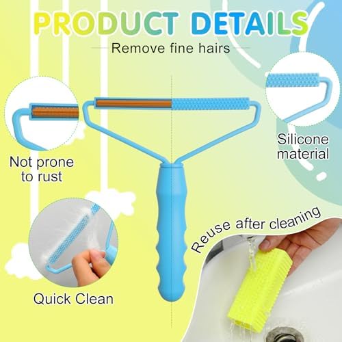 Honeydak 3 Pcs Hair Remover Tool, Dog Cat Hair Remover, Light Blue - Image 5