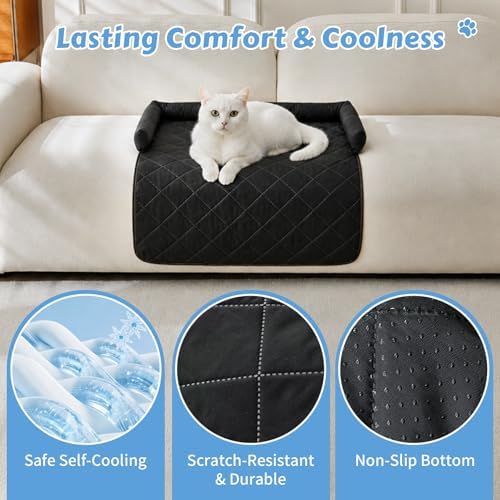 Cooling Dog Bed Mats with Neck & Head Support, 31.5 x 23.62 inch Black - Image 2