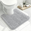 Ophanie Grey Toilet Rugs U-Shaped 20x20, Soft Chenille Contour Bath Mat by Ophanie