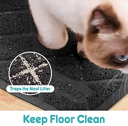 Conlun PVC Cat Litter Mat 24" x 15" Inch Black, Less Waste Cat Litter Box Mat - Image 3