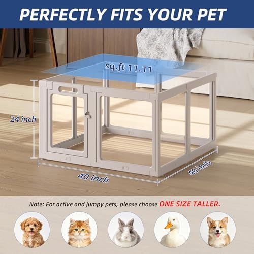 Clear Acrylic Dog Playpen Indoor Pet Pen, 8 Panels - Image 5