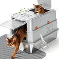 XL Enclosed Stainless Steel Litter Box by KISENG