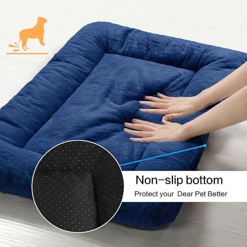 Dog Crate Pad Washable Dog Bed for Crate Medium Cozy Mat 36-Inch Navy Blue - Image 6