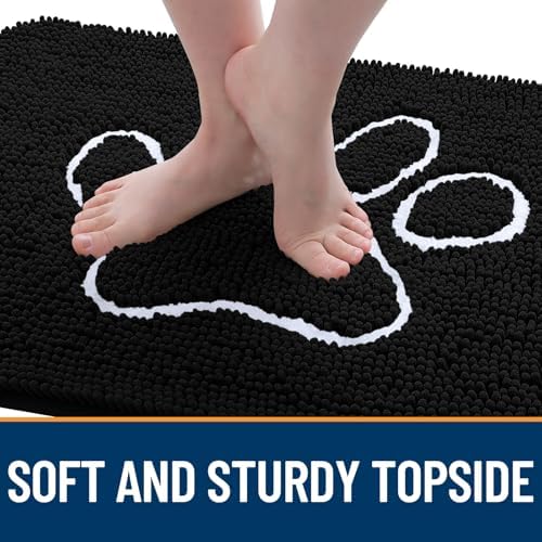 OLANLY Dog Door Mat for Muddy Paws 47x17, Paw Print Design Chenille Mud Mat - Image 4