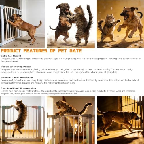 KAGNJIC74.8 Extra Tall Pet Gate, 29.5"-35.25" Cat Gate - Image 5