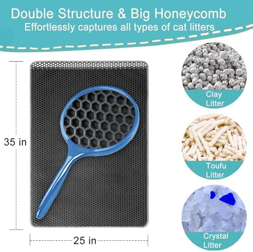 Cat Litter Mat Large, 35x25 In Kitty Litter Trapping Mat, Scatter Control - Image 2