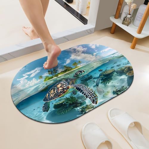 Tropical Turtle-SS Super Absorbent Quick-Drying Bathroom Mat Rug, Rubber by Unknown