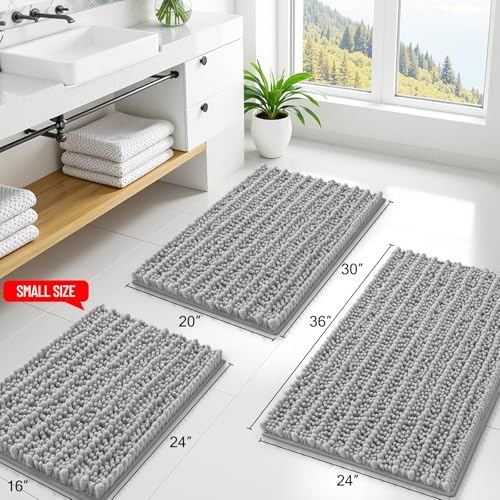 Smiry Bathroom Rugs 47X20, Extra Soft Rubber Backing Chenille Bath Mats - Image 2