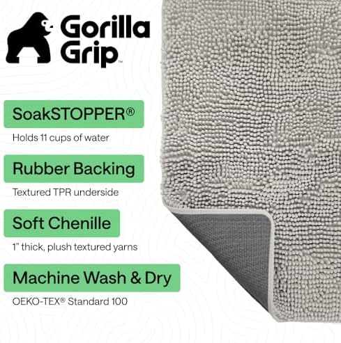 GORILLA GRIP SoakSTOPPER Dog Door Mat, Machine Wash and Dry, 24x17 Lt Gray - Image 3