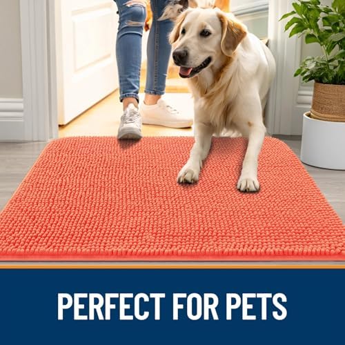 OLANLY Dog Door Mat for Muddy Paws 32x20, Super Absorbent Chenille Mud Mat - Image 6