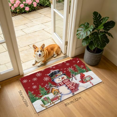 Giwawa Winter Snowman Bath Rug Red Bird Washable Bathroom Mat 20x32 Inch - Image 3