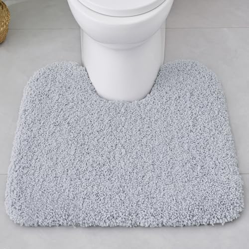 Disolla Toilet Rug 22x24 Silver Grey, Soft Toilet Mat U-Shaped Washable - Image 6