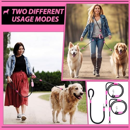 Thinkday Double Dog Leash for 2 Dogs, 5.9 ft No Tangle Dual Dog Leash - Image 5