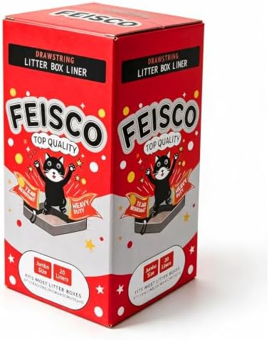 Feisco 20 Counts Drawstring Cat Litter Box Liners, Thick Heavy Duty Cat Litter by Feisco